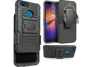 Compatible for Kyocera Duraforce Pro 2 E6900 E6910 E6920 Case with Tempered Glass Screen Protector Belt Clip Holster Defender Rugged Shock Proof Armor Protection Phone Cover Black 