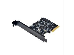 Tamppkon Dual Port USB-C Card – 2X USB-C – USB 3.1 PCI–e Card with SATA – USB 3.1 Expansion Card – PCI Express USB C Card