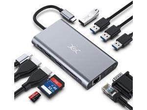 YXwin USB C Hub,USB-C Laptop Docking Station,11 in 1 Triple Display Type C Adapter Compatiable for MacBook and Windows(2HDMI VGA PD3.0 SD TF Card Reader Gigabit Ethernet 4USB Ports) YXwin USB C Hub,USB-C Laptop Docking Station,11 in 1 Triple Display Type C Adapter Compatiable for MacBook and Windows(2HDMI VGA PD3.0 SD TF Card Reader Gigabit Ethernet 4USB Ports)