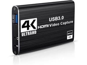4K Audio Video Capture Card, USB 3.0 HDMI Video Capture Device, Full HD 1080P 60FPS for Game Recording, Live Streaming Broadcasting-Black 4K Audio Video Capture Card, USB 3.0 HDMI Video Capture Device, Full HD 1080P 60FPS for Game Recording, Live Streaming Broadcasting-Black