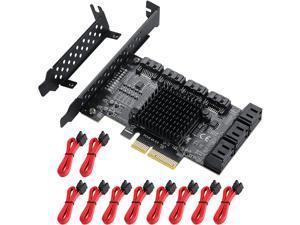 TAMPPKN PCIE 4X SATA Card 10 Ports,6 Gbps SATA 3.0 Controller PCIe Expansion Card ,Non-Raid,Support 10 SATA 3.0 Devices,with Low Profile Bracket and 10 SSystem Disk, Support 8 SATA 3.0 Devices(SA3014)
