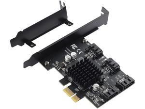Tamppkon 4 Port SATA III PCIe 3.0 X1 Controller Card, PCI Express to SATA 3.0 6G, Marvell 88SE9215, Black