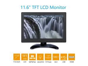 11.6 inch Monitor TFT 1366x768 Video AV USB VGA BNC HDMI 16:9 500:1 300cd/m2 12" Display for CCTV PC DVD Laptop