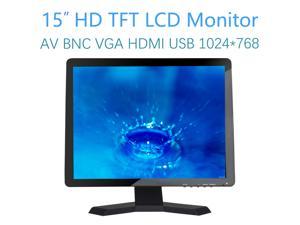 15 inch Monitor HD TFT 1024x768 , 300cd/m2 with Video Audio AV USB VGA HDMI 15" LCD Display for CCTV Camera PC DVD Laptop