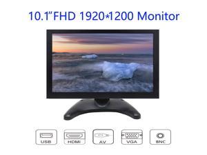 10 inch Monitor FHD 1920x1200 IPS Display with Video Audio VGA AV BNC USB HDMI for CCTV Camera PC DVD Laptop