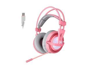 SUPSOO 7.1 Stereo Gaming Headset, Noise Cancelling Over Ear Gaming Headphones with Mic & White LED Light, Bass Surround, Comfortable Memory Foam Ear Pads for Laptop PC - Pink SUPSOO 7.1 Stereo Gaming Headset, Noise Cancelling Over Ear Gaming Headphones with Mic & White LED Light, Bass Surround, Comfortable Memory Foam Ear Pads for Laptop PC - Pink