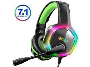 EKSA E1000 Gaming Headset 7.1 Virtual Surround Gaming Headphones Wired USB Earphone With LED RGB Light Mic For Computer/PC/PS4 Gray/Green EKSA E1000 Gaming Headset 7.1 Virtual Surround Gaming Headphones Wired USB Earphone With LED RGB Light Mic For Computer/PC/PS4 Gray/Green