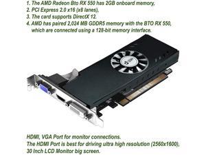 BTO High Profile AMD Radeon RX550 Phoenix Fan Edition (DVI-D, HDMI & VGA) PCI-E Video Graphics Card GPU (Triple Monitor Support) Compatible with Dell, HP & Lenovo Desktops, SFF & Towers Only BTO High Profile AMD Radeon RX550 Phoenix Fan Edition (DVI-D, HDMI & VGA) PCI-E Video Graphics Card GPU (Triple Monitor Support) Compatible with Dell, HP & Lenovo Desktops, SFF & Towers Only