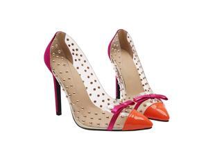 orange red bottom heels