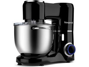 Vospeed Stand Mixer, 660W 6-Speed Tilt-Head Kitchen Mixer with 8.5QT Stainless Steel Mixing Bowl, Beater, Dough Hook and Whisk, Household Use - Black