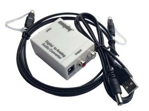 SPDIF Optical Coaxial Digital to Analog RCA L/R Audio Converter with Fiber Cable USNE_DACWHI_300CM_USB