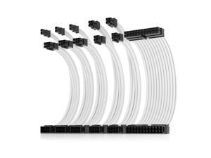 Asiahorse Power Supply Sleeved Cable for Power Supply Extension Cable Wire Kit 1x24-PIN/ 2x8-PIN (4+4) M/B,3x8-PIN (6+2) PCI-E 30cm Length with Combs(Dual EPS White) Asiahorse Power Supply Sleeved Cable for Power Supply Extension Cable Wire Kit 1x24-PIN/ 2x8-PIN (4+4) M/B,3x8-PIN (6+2) PCI-E 30cm Length with Combs(Dual EPS White)