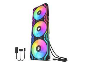 Asiahorse MATRIX-BLACK 58 Addressable RGB LEDs 360MM All-in-One Square Frame Integrated Fan With MB Sync/Analog Controller , Integrated PWM Control Fan for Computer Case and Liquid Cooling System
