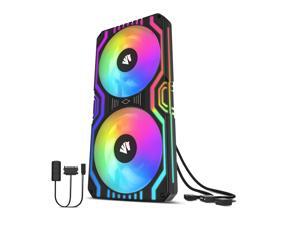 Asiahorse MATRIX-BLACK 58 Addressable RGB LEDs 240MM All-in-One Square Frame Integrated Fan With MB Sync/Analog Controller , Integrated PWM Control Fan for Computer Case and Liquid Cooling System