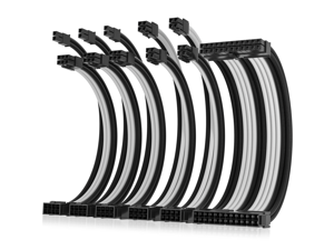 Asiahorse Power Supply Sleeved Cable for Power Supply Extension Cable Wire Kit 1x24-PIN/ 2x8-PIN (4+4) M/B,3x8-PIN (6+2) PCI-E 30cm Length with Combs(Dual EPS White-Black-Mix) Asiahorse Power Supply Sleeved Cable for Power Supply Extension Cable Wire Kit 1x24-PIN/ 2x8-PIN (4+4) M/B,3x8-PIN (6+2) PCI-E 30cm Length with Combs(Dual EPS White-Black-Mix)