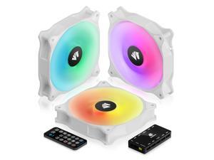 ASIAHORSE WD-001 120mm 5V ARGB Motherboard 12 Addressable LED 9 Blades Hydraulic Bearing White Case/Radiator Fan (3 Pack-White)