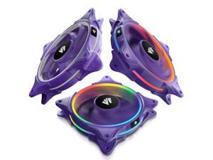 Asiahorse FS-9001 120mm Triple Light Loop Silent 20 LED Addressable RGB Fan with 5V Motherboard Sync/Analog PWM Controller (Purple 3 pack )