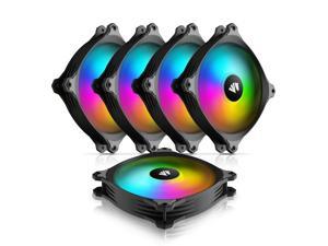 AsiaHorse Rocket-X Argb 120mm Case Fans With Special edition customized sound control music hub(5Pack Black)