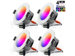 MagicLight Smart Retrofit 3 Inch 5 Watts E26 LED Recessed Can Lights, 5 in 1 RGBCW Dimmable Multicolor Bluetooth Mesh App Control Smart LED Downlight