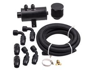 Alloy Baffled 0.75L AN10 Motor Oil Catch Can 3M Hose Kit and Fittings Universal Alloy Baffled 0.75L AN10 Motor Oil Catch Can 3M Hose Kit and Fittings Universal