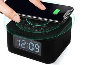 Homtime Wireless Charging Alarm Clock with Radio Bluetooth Speaker for Bedrooms,Wireless Charger for iPhone X,Snooze,4 Dimmer,USB Charger Port,Hands-Free Homtime Wireless Charging Alarm Clock with Radio Bluetooth Speaker for Bedrooms,Wireless Charger for iPhone X,Snooze,4 Dimmer,USB Charger Port,Hands-Free