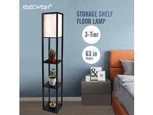 LED Wood Floor Lamp Storage Shelf Reading Light Standing Accent Home Bedroom LED Wood Floor Lamp Storage Shelf Reading Light Standing Accent Home Bedroom