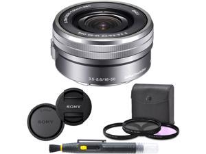 Sony SELP1650 16-50mm Power Zoom Lens (Silver) + 7PC Kit Includes 3 Piece Filter Kit (UV-CPL-FLD) + Front & Rear Lens Caps + Cleaning Pen - Sony E PZ 16-50mm f/3.5-5.6 OSS Lens - International Version