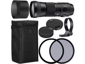 Sigma 150-600mm f/5-6.3 DG OS HSM Contemporary Lens for Canon EF with 95mm UV and 95mm Polarizing Filer + Case + Collar C-PL AOM Starter Kit - International Version