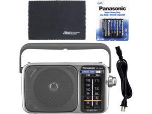 Panasonic RF-2400D / RF-2400 Portable FM/AM Radio with AFC Tuner + 4 X Panasonic AA Batteries + AOM Starter Bundle