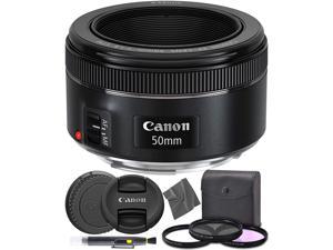 Canon EF 50mm f1.8 STM: (0570C002) Nifty Fifty EF 50 mm f/1.8 Stepper Motor Full Frame Prime Lens + AOM Pro Starter Kit - International Version (1 Year AOM Warranty)