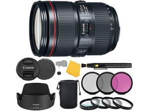 Canon EF 24–105mm f/4L is II USM Lens + 3 Piece Filter Set + 4 Piece Close Up Macro Filters + Lens Cleaning Pen + Pro Accessory Bundle - 24-105mm II is: International Version (1 Year AOM Warranty)