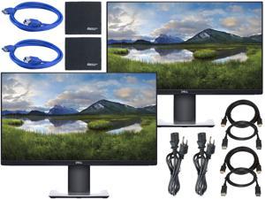 Dell P2419H 24" 16:9 Ultrathin Bezel IPS Monitor + Display Port Cable + HDMI Cable + USB 3.0 Cable + AOM Microfiber Cleaning Cloth Monitor Bundle - 2 Pack