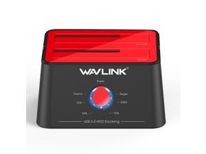 Wavlink USB 3.0 to SATA Dual Bay External Hard Drive Docking Station for 2.5/3.5 Inch SSD HDD SATA Support 2×8TB &UASP With Offline Clone/Backup Function