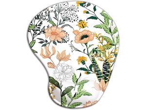 Ergonomic Mouse Pad with Wrist Support Cute Mouse Pads with Non-Slip Rubber Base Mousepad with Lycra Cloth for Home Office Working Studying Easy Typing & Pain Relief (Ergonomic Pretty Flower)