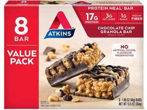 Atkins Protein-Rich Meal Bar, Chocolate Chip Granola, Keto Friendly, 8 Count Atkins Protein-Rich Meal Bar, Chocolate Chip Granola, Keto Friendly, 8 Count