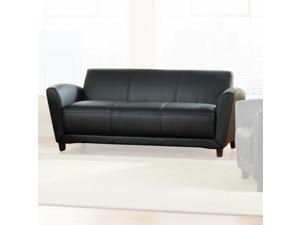 Lorell Reception Sofa 75"x34-1/2"x31-1/4" Black Leather 68950 Lorell Reception Sofa 75"x34-1/2"x31-1/4" Black Leather 68950