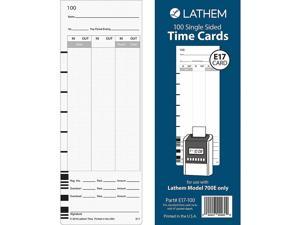 Lathem Model 700E Clock Single Sided Time Cards - Black Print Color - 100 / Pack