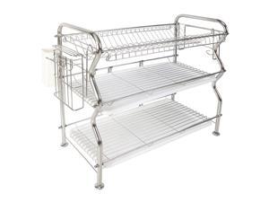 NEX Stainless Steel 3-Tier Dish Draining Rack With Utensil Holder, Draining Pan, Adjustable, Cutting Board Holder, Large and Spacious (NX-BOWLSHELF05) NEX Stainless Steel 3-Tier Dish Draining Rack With Utensil Holder, Draining Pan, Adjustable, Cutting Board Holder, Large and Spacious (NX-BOWLSHELF05)