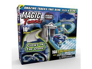 ontel magic tracks police chase glow in the dark racetrack set with 10 feet of speedway