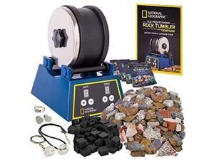 national geographic rock tumbler kit - 3lb extra large capacity, 3lb rough gemstones, 4 polishing grits, jewelry fastenings, gr national geographic rock tumbler kit - 3lb extra large capacity, 3lb rough gemstones, 4 polishing grits, jewelry fastenings, gr