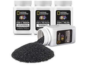 national geographic rock tumbler grit - 3.28 pounds rock polishing grit media, works with any rock tumbler, rock polisher, ston