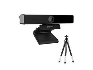 2k webcam for pc, papalook pa920 fixed focus web camera with tripod and privacy cover, built in dual microphones, 90° wide-