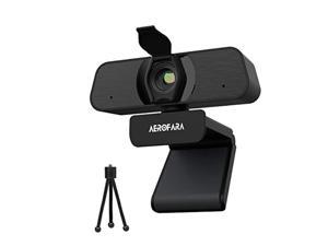 2k pc webcam with microphone,desktop computer usb camera with privacy cover and tripod, noise reduction,110-degree wide angle,