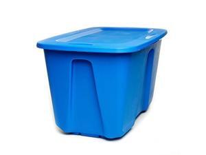 homz plastic storage tote with lid, 32 gallon, blue, stackable, 2-pack homz plastic storage tote with lid, 32 gallon, blue, stackable, 2-pack
