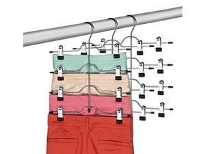 zober space saving 4 tier skirt hanger with adjustable clips (3 pack) 4-on-1 hanger, gain 50% more space, reliable non slip gri