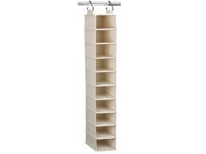 household essentials 3328-1 cotton canvas hanging closet shoe organizer | 10-shelf | natural