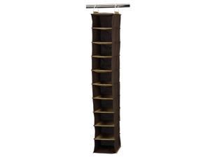household essentials 66032 hanging shoe storage organizer for closets with 10 pocket, coffee linen