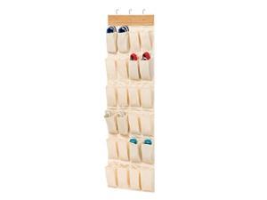 honey-can-do sft-01002 over-the-door shoe organizer, bamboo/canvas, 24-pocket honey-can-do sft-01002 over-the-door shoe organizer, bamboo/canvas, 24-pocket