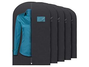 Plixio 6 Pack 60" Long Black Garment Bags for Clothing Storage of Dresses Suits