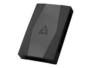 arctic case fan hub - 10-fold pwm fan distributor with sata power - black, acfan00175a
